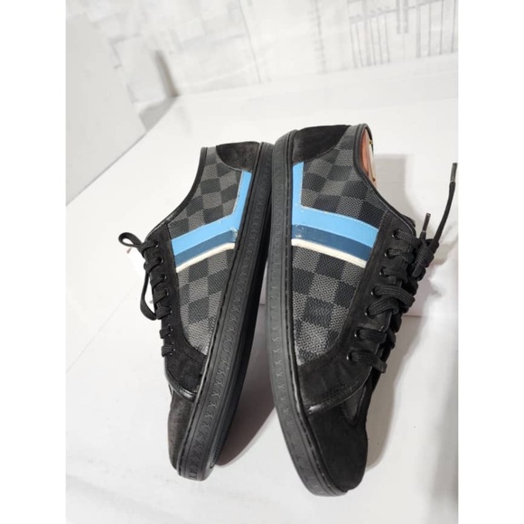 Authentic LOUIS VUITTON Suede Canvas Totem Sneakers Black Size 7 - Picture 16 of 16